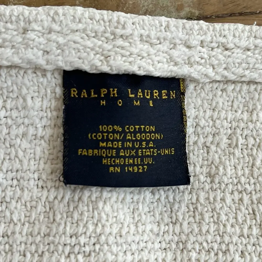 Vintage Ralph Lauren Ivory 100% Cotton Woven King Bedspread Cover